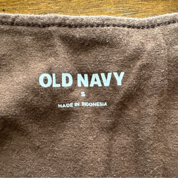 Old Navy Women Size Small Bodysuit One Piece Snap Brown V Neck Short Sleeve Top - Picture 4 of 7